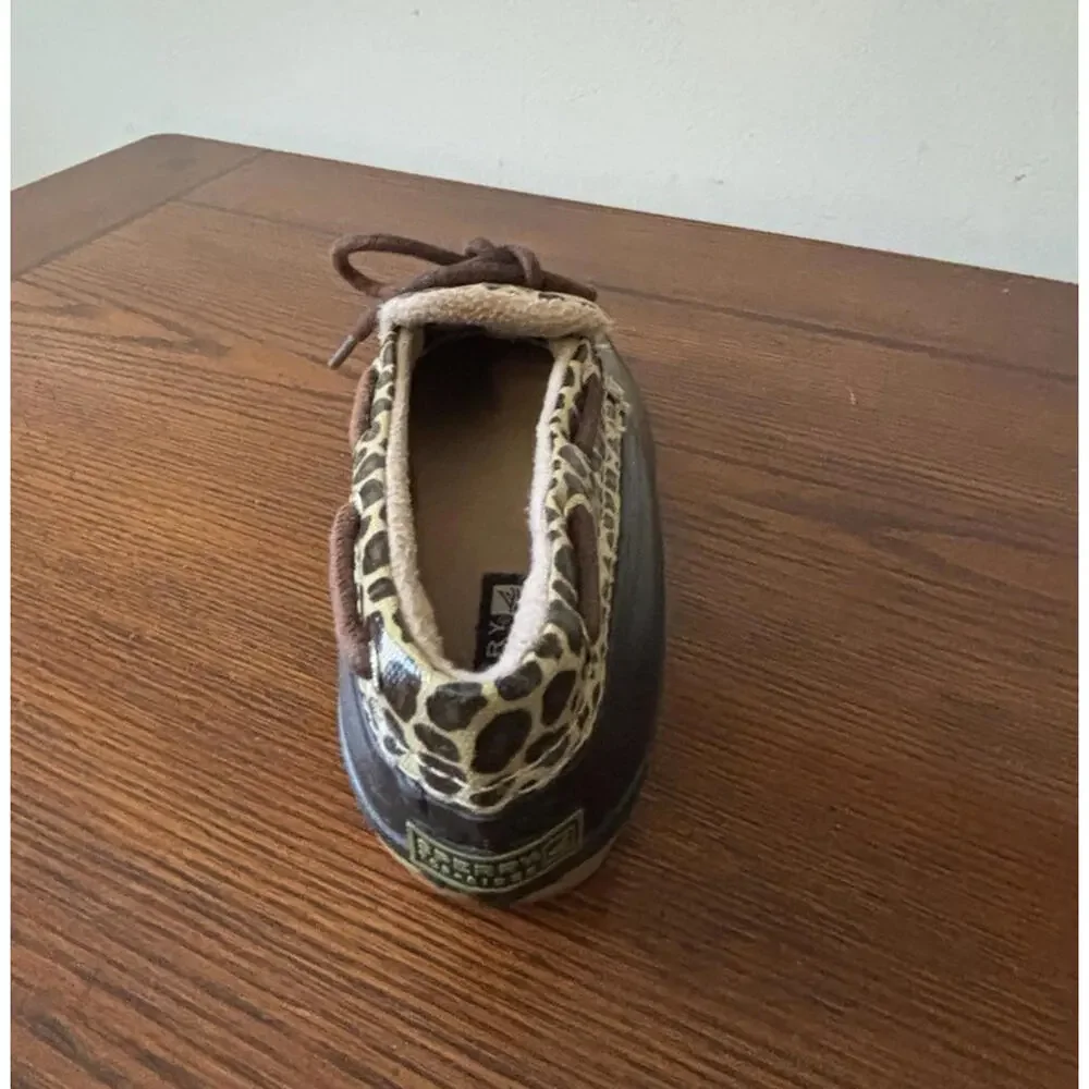 Sperry Womens Size 7 Saltwater 1 Eye Slip On Cheetah Duck Boots Shoes - Picture 7 of 9